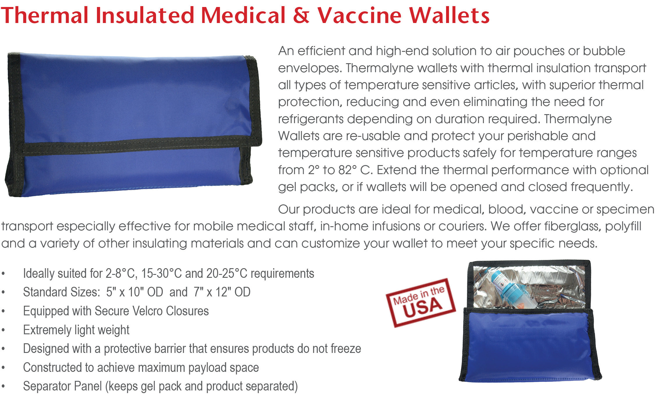 Thermal Insulated Medical & Vaccine Wallets